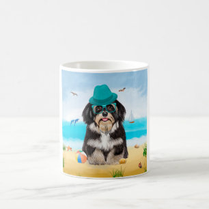 ハバニーズ犬オンビーチ コーヒーマグカップ