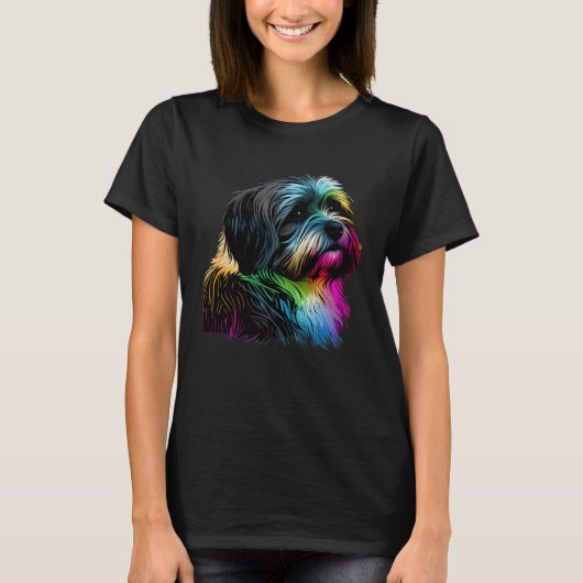 ハバニーズ犬ポップ・アートのハバニーズ Tシャツ (正面)