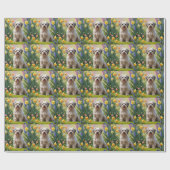 ハバニーズ犬絵を描春の花 ラッピングペーパー (フラット)