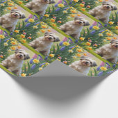 ハバニーズ犬絵を描春の花 ラッピングペーパー (角)