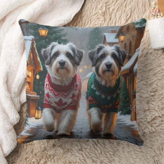 ハバニーズ犬 クリスマス 雪 冬の休日 クッション (ブランケット)