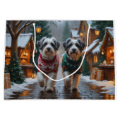 ハバニーズ犬 クリスマス 雪 冬の休日  ラージペーパーバッグ (正面)