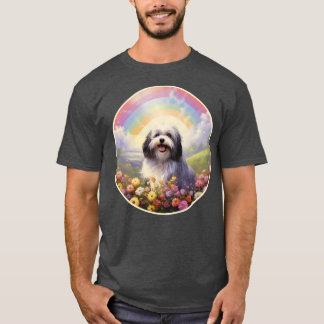 ハバニーズ記念レインボーカラフルブリッジ犬アート Tシャツ