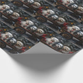 ハバニーズ雪そりのクリスマスデコール ラッピングペーパー (角)