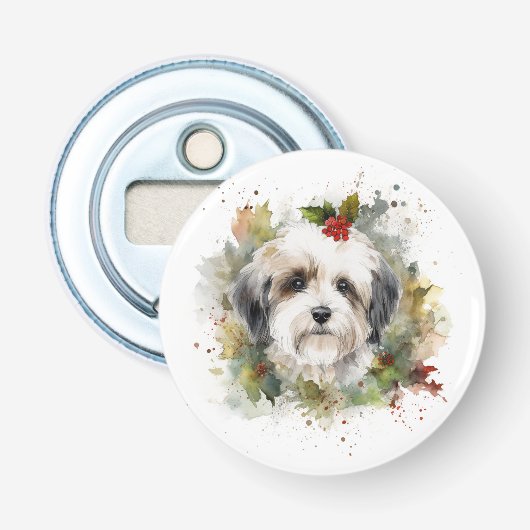 ハバニーズ クリスマスリース クリスマスの仔犬 栓抜き (正面)