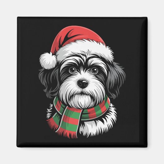 ハバニーズ クリスマス サンタ 帽子 マフラー コスチューム マグネット (正面)