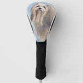 ハバニーズ(シルバー)絵画ズ – かわいいオリジナルドッグアート ゴルフヘッドカバー (正面)