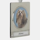 ハバニーズ(シルバー)絵画ズ – かわいいオリジナルドッグアート シルバープレートバナーオーナメント (右)