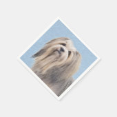 ハバニーズ(シルバー)絵画ズ – かわいいオリジナルドッグアート スタンダードカクテルナプキン (角)