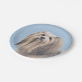 ハバニーズ（シルバー）絵画ズ – かわいいオリジナルドッグアート ペーパープレート (アングル)