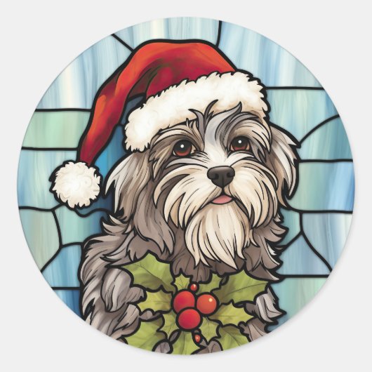 ハバニーズ ステンドグラス クリスマス ラウンドシール (正面)