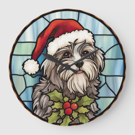 ハバニーズ ステンドグラス クリスマス ラージ壁時計 (正面)