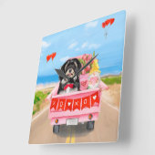 ハバニーズ・ドッグ・バレンタイン・トラック スクエア壁時計 (傾斜)