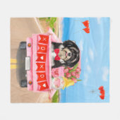 ハバニーズ・ドッグ・バレンタイン・トラック フリースブランケット (正面(横))