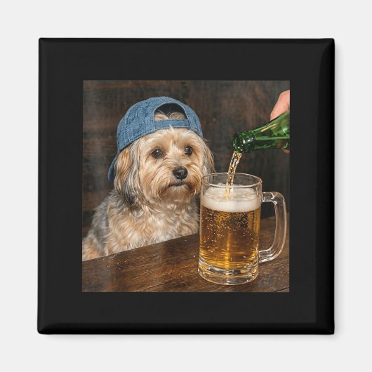 ハバニーズ ビール 飲酒 おもしろ 犬 メメ マグネット (正面)