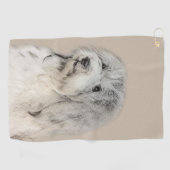 ハバニーズ(金ゴールドセー絵画ル)のオリジナル- Dog Art ゴルフタオル (横)