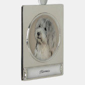 ハバニーズ(金ゴールドセー絵画ル)のオリジナル- Dog Art シルバープレートバナーオーナメント (右)