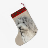 ハバニーズ(金ゴールドセー絵画ル)のオリジナル- Dog Art スモールクリスマスストッキング (裏面 (吊り時))