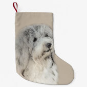 ハバニーズ(金ゴールドセー絵画ル)のオリジナル- Dog Art スモールクリスマスストッキング (正面)