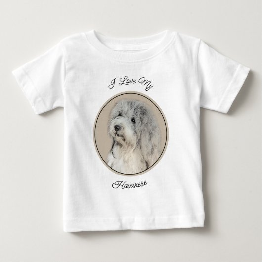 ハバニーズ(金ゴールドセー絵画ル)のオリジナル- Dog Art ベビーTシャツ (正面)