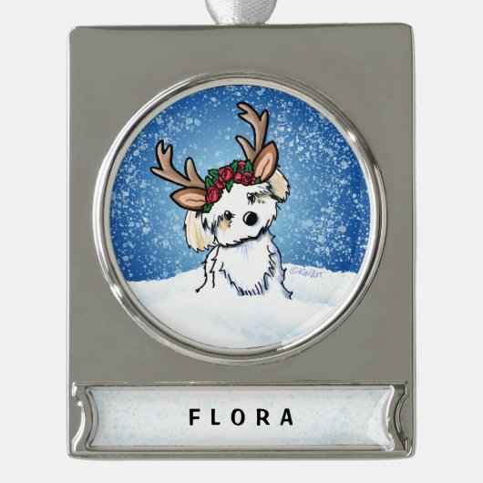 ハバニートナカイのクリスマスオーナメント シルバープレートバナーオーナメント (正面)