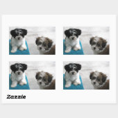 ハバニーレスキュー子犬白黒グレイ 長方形シール (シート)