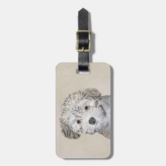 ハバネの子犬絵画たち-かわいいオリジナルの犬アート ラゲッジタグ (正面縦)