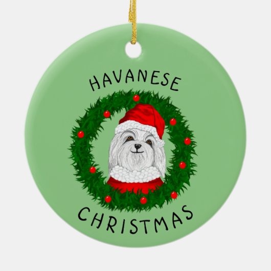 ハバネクリスマスおもしろい犬引用文サンタインリース セラミックオーナメント (裏面)