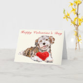 ハバネロバレンタインデー カード子犬 ハート ギフト カード (黄色い花)