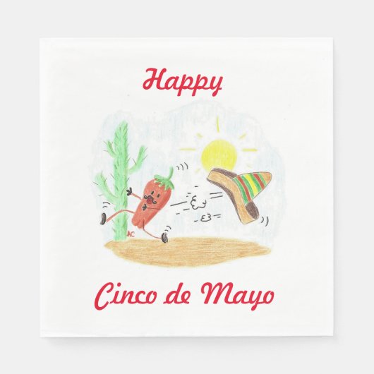 ハバネロ走ホワイトランチョン紙ナプキン スタンダードランチョンナプキン (正面)