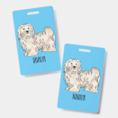 ハバネーズの犬の漫画イラスト バッジ (正面＆裏面)