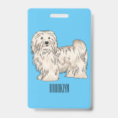 ハバネーズの犬の漫画イラスト バッジ (裏面)