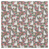 ハバノの犬の花模様 ファブリック (見本)