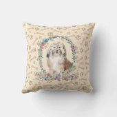 ハバノの犬の足の跡とフローラ クッション (裏面)