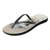 ハバノ人(金ゴールド・サブ絵画ル)のオリジナル・ドッグ・アート ビーチサンダル (アングル)