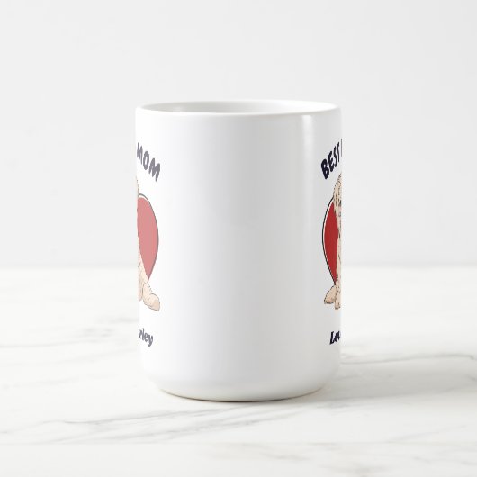 ハバパーソナライズされたニーパピードッグママカスタム文字 コーヒーマグカップ (中央)