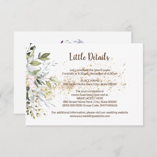 ハバルブライダルシャワー結婚の詳細囲い エンクロージャーカード (正面/裏面)