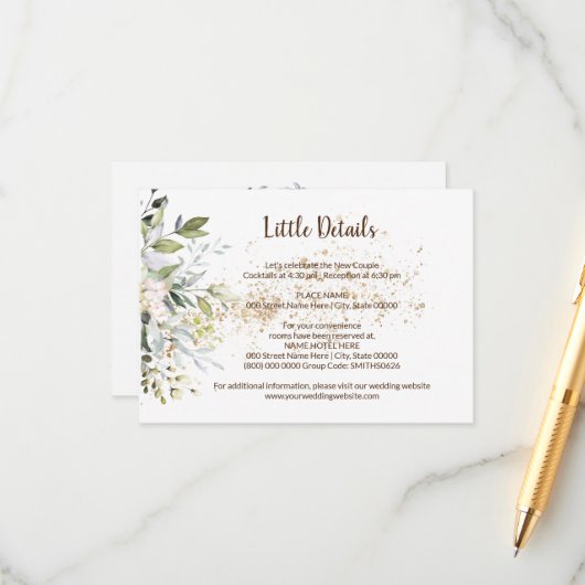 ハバルブライダルシャワー結婚の詳細囲い エンクロージャーカード (正面/裏面インサイチュ)