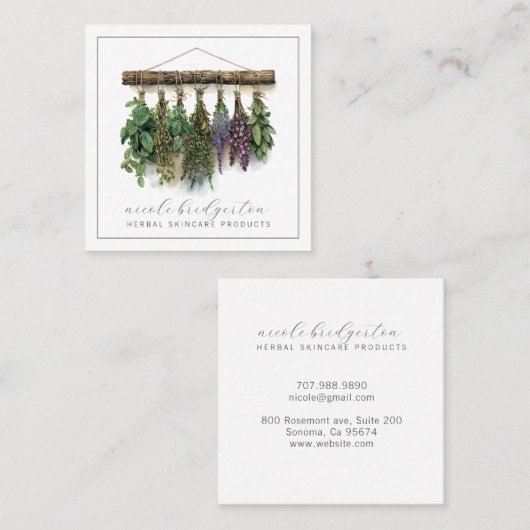 ハバルモダンスキンケア製品ハーブ植物学 スクエア名刺 (正面/裏面)