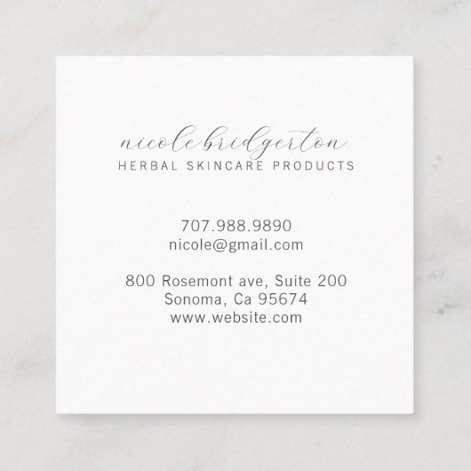 ハバルモダンスキンケア製品ハーブ植物学 スクエア名刺 (裏面)