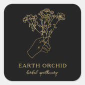 ハバル+フローラ薬局金ゴールドスクエアステッカー スクエアシール (正面)