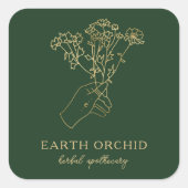 ハバル+フローラ薬局金ゴールドスクエアステッカー スクエアシール (正面)