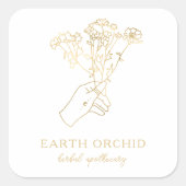 ハバル+フローラ薬局金ゴールドスクエアステッカー スクエアシール (正面)