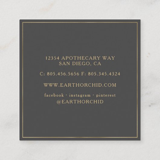 ハバル+フローラ薬局金ゴールドスクエアビジネスCa スクエア名刺 (裏面)