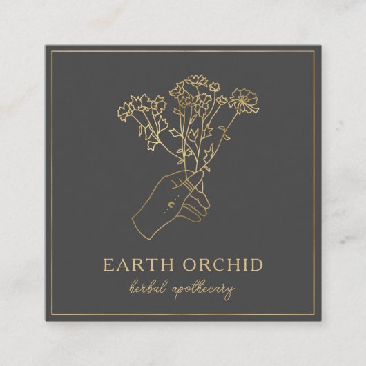 ハバル+フローラ薬局金ゴールドスクエアビジネスCa スクエア名刺 (正面)