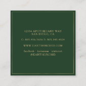 ハバル+フローラ薬局金ゴールド&グリーン スクエア名刺 (裏面)