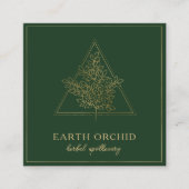 ハバル+フローラ薬局金ゴールド&グリーン スクエア名刺 (正面)