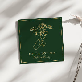 ハバル+フローラ薬局金ゴールド&グリーン スクエア名刺