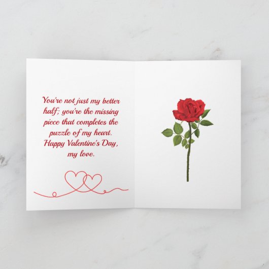 ハバレンタインデーのハートフルな願いを込めた折りたたみカード カード (内部)