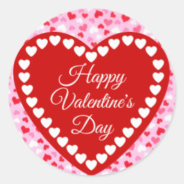 ハバレンタインデー 赤とピンクのハート ラウンドシール